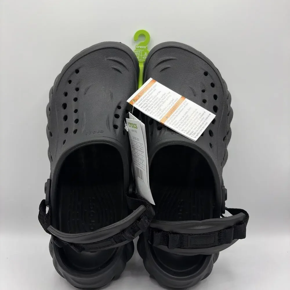 Crocs Echo Clogs Mules 207937 Men’s Size 8 Black Slip On Comfort Sandals NWT